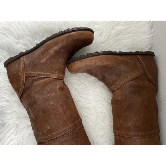 Stuart Weitzman Brown Leather Tall Knee High Riding Flat Boots Women's US Size 6 - Picture 11 of 15
